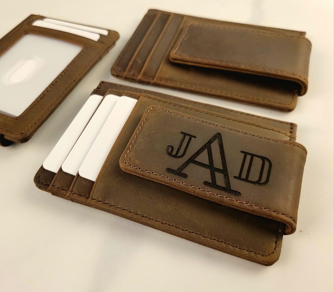 Mens Wallet With Money Clip, Custom Groomsmen Wallet, Money Clip for ...
