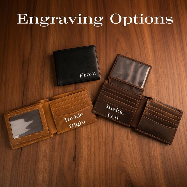 Engraved Premium Leather Wallet - Personalized Bifold RFID Wallet - Best Selling Gift For Men - Ships Fast image 13