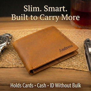 Engraved Premium Leather Wallet - Personalized Bifold RFID Wallet - Best Selling Gift For Men - Ships Fast image 3