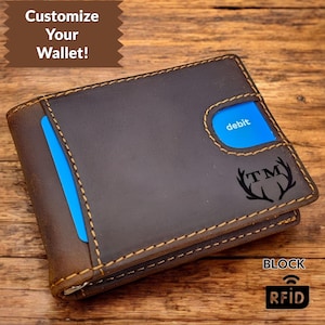 Billetera con clip personalizada, regalo de aniversario para novio, billetera plegable con clip para dinero, regalo de aniversario para hombre, billetera delgada para papá, regalo para esposo