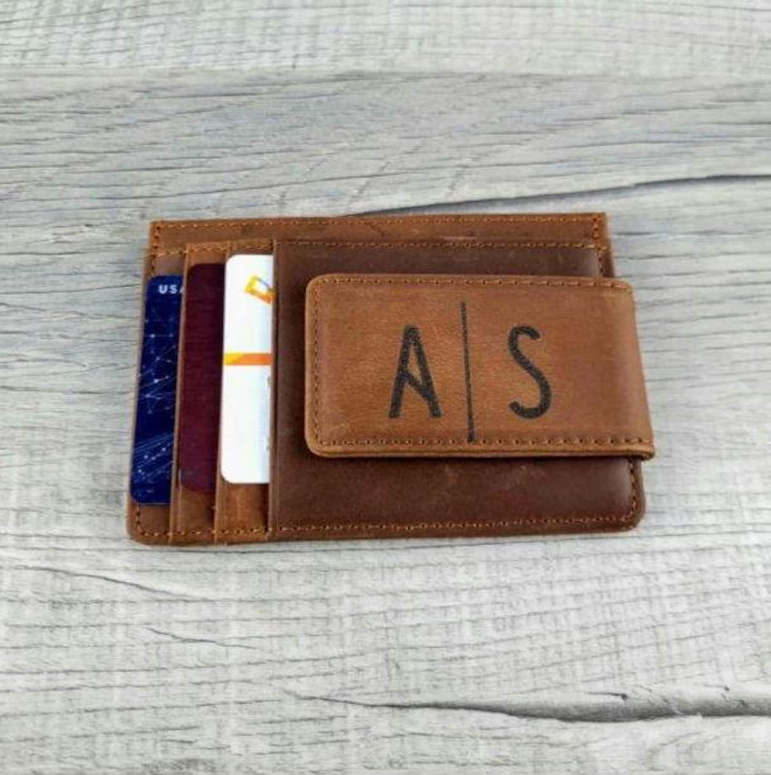 Mens Wallet With Money Clip, Custom Groomsmen Wallet, Money Clip for ...