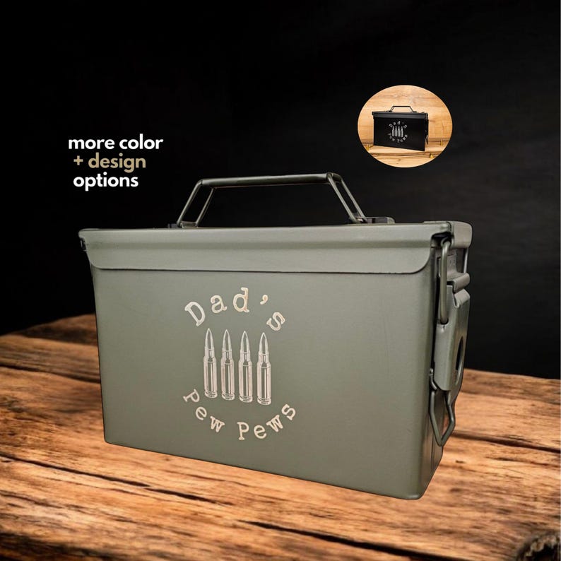Custom Engraved Ammo Box Personalized Gift for Him Husband Dad Hunter Birthday Anniversary Christmas Groomsmen Ammo Can Veteran Gift for Men image 1