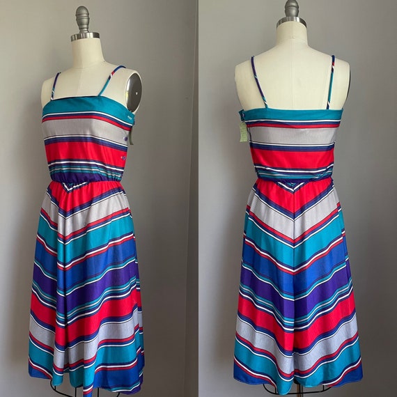 Vintage 1970’s Chevron Stripe Sun Dress Size XS - image 6