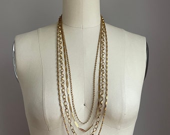 Vintage 1960’s Goldtone Multi Strand Chainlink Statement Necklace