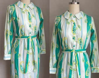 Vintage 1960’s Shirtmaster by Siro  Striped Paisley Dress XS