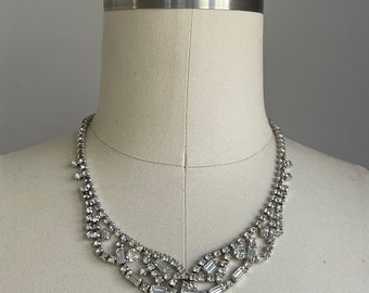 Vintage 1950’s Sparkling Rhinestone Necklace and Bracelet Set