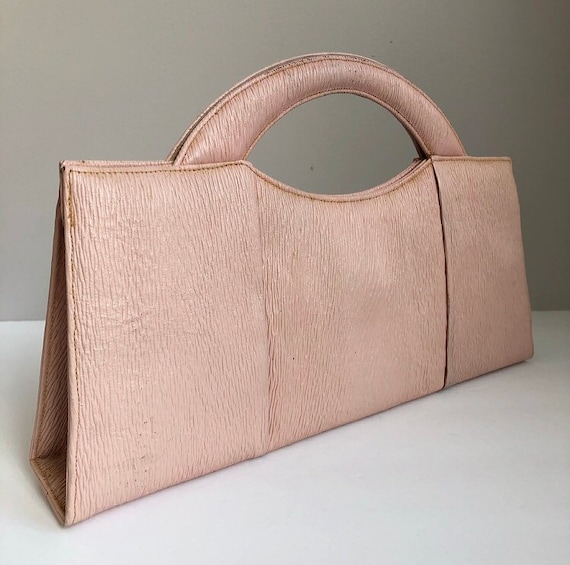 Vintage Snakeskin Clutch Salmon Pink Beige and Brown Clutch Purse 1970/'s Hand Bag 80/'s leather Reptile Purse Convertible Crossbody
