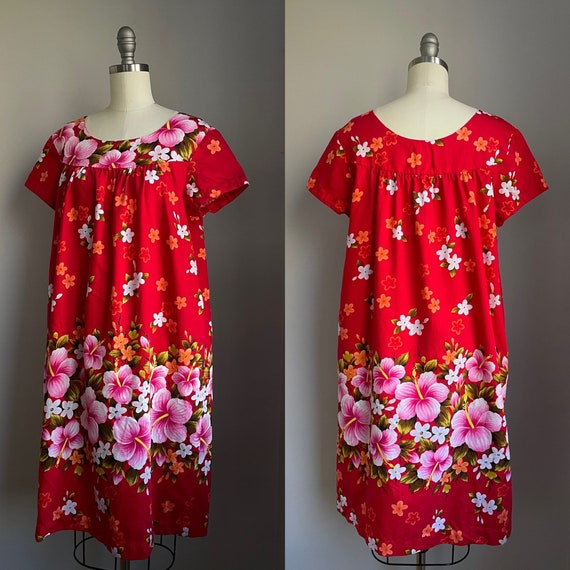 Vintage 1960's Tropical Floral Hawaiian Muu Muu D… - image 5