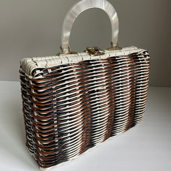 Vintage 1960’s White Black and Brown Wicker and Lu