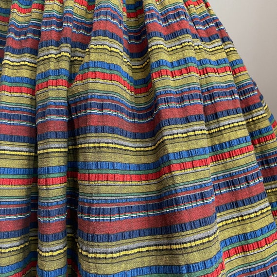 Vintage 1950's Rainbow Cabana Stripe Cotton Skirt… - image 6