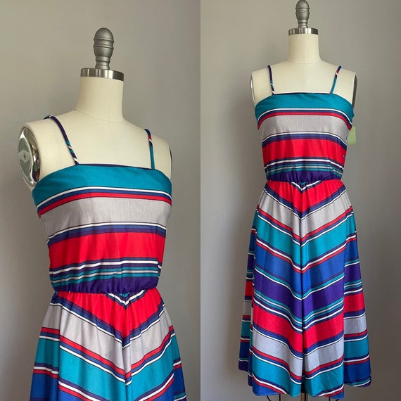 Vintage 1970’s Chevron Stripe Sun Dress Size XS - image 3