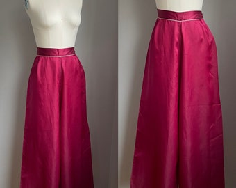 Vintage 1950’s High Waist Silk Satin Loungewear Palazzo Pants Medium