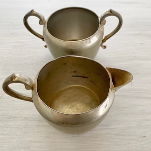 Vintage Pewter Cream and Sugar Set, Old Colonial Pewter