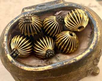 Perles en laiton vintage, Set de 6
