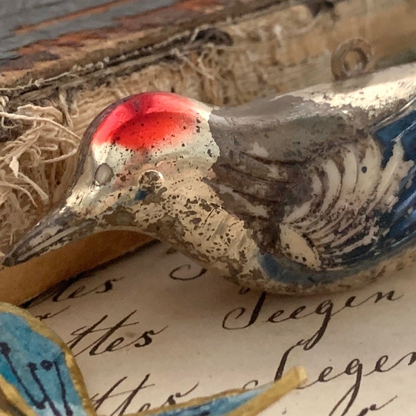 Vintage Bird Ornament, Silver Finch