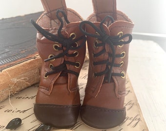 Vintage Doll Boots, Leather Lace Up