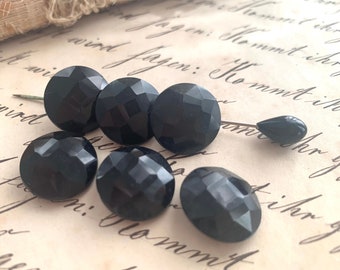 Vintage Black Crystal Glass Shank Buttons