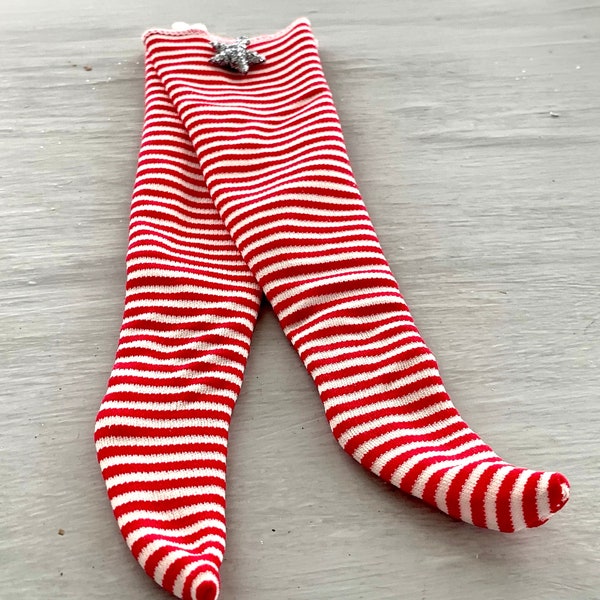 Red and White Stripe Pippi Long Stockings