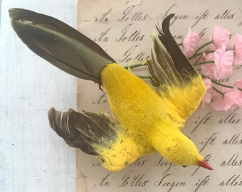 Oiseau chanteur vintage en coton floqué et filé