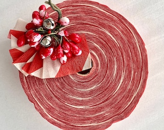 Vintage Crepe Paper, Red and White Holiday Stripes