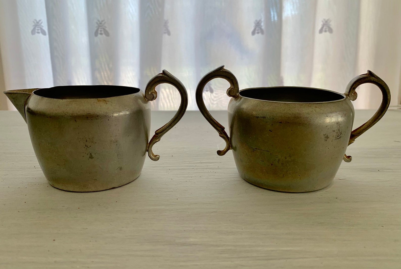 Old Colonial Pewter Cream and Sugar Set Etsy
