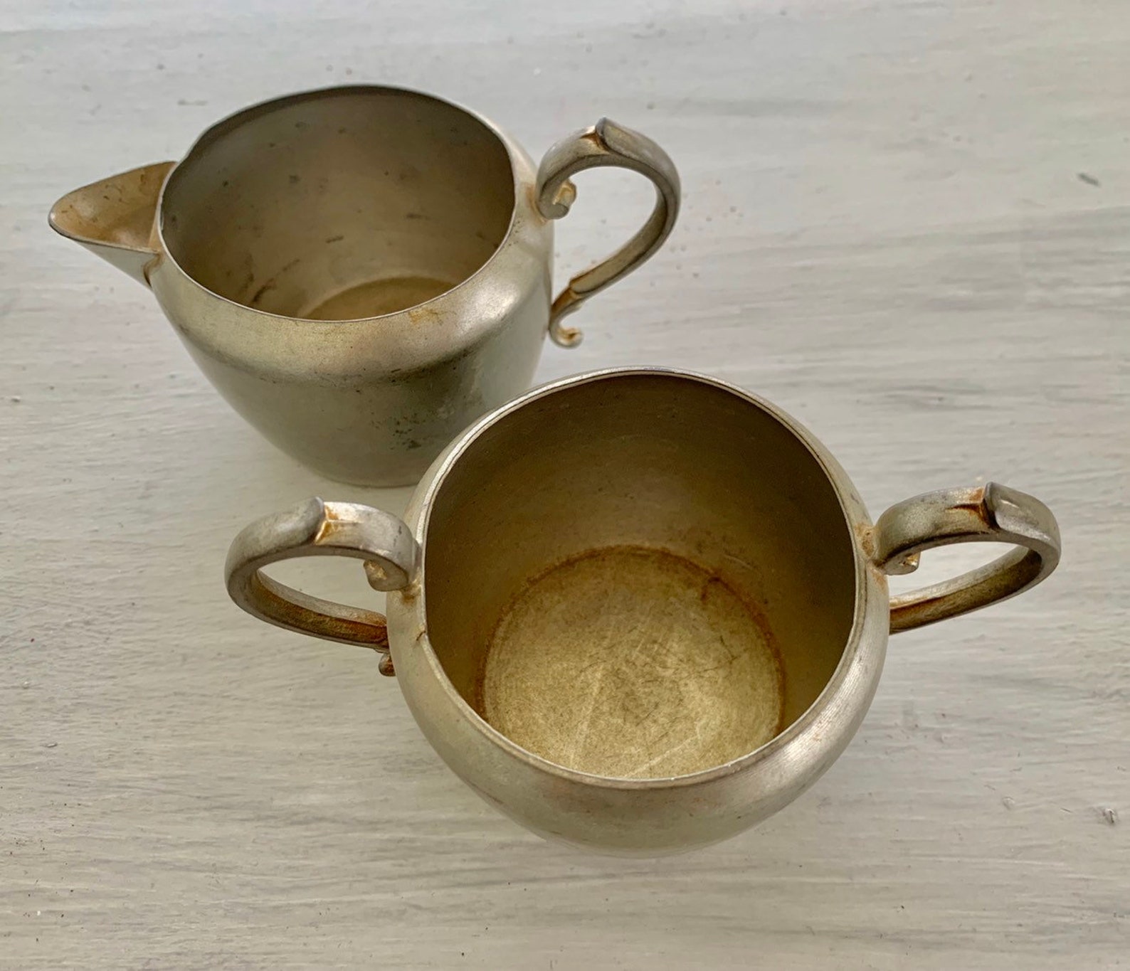 Old Colonial Pewter Cream and Sugar Set Etsy