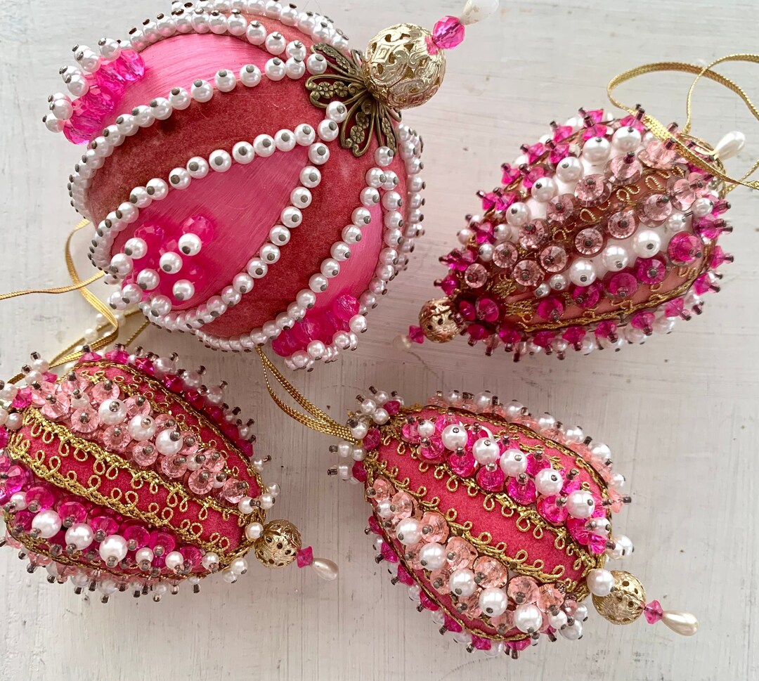 Vintage Christmas Tree Ball Ornaments Push Pin Ornament Etsy