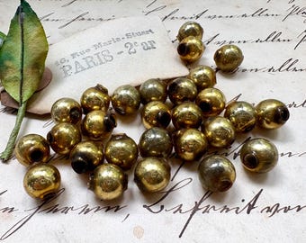 Perles en verre au mercure vintage, 27 perles en or vieilli