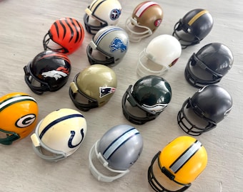 Vintage Mini NFL Football Helmets Set of 12 – Classic Gumball/Bubblegum Style Pocket Helmets – Collectible Team Logos & Colors