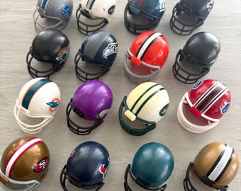 Vintage Mini NFL Football Helmets Set of 12 – Classic Gumball/Bubblegum Style Pocket Helmets – Collectible Team Logos & Colors