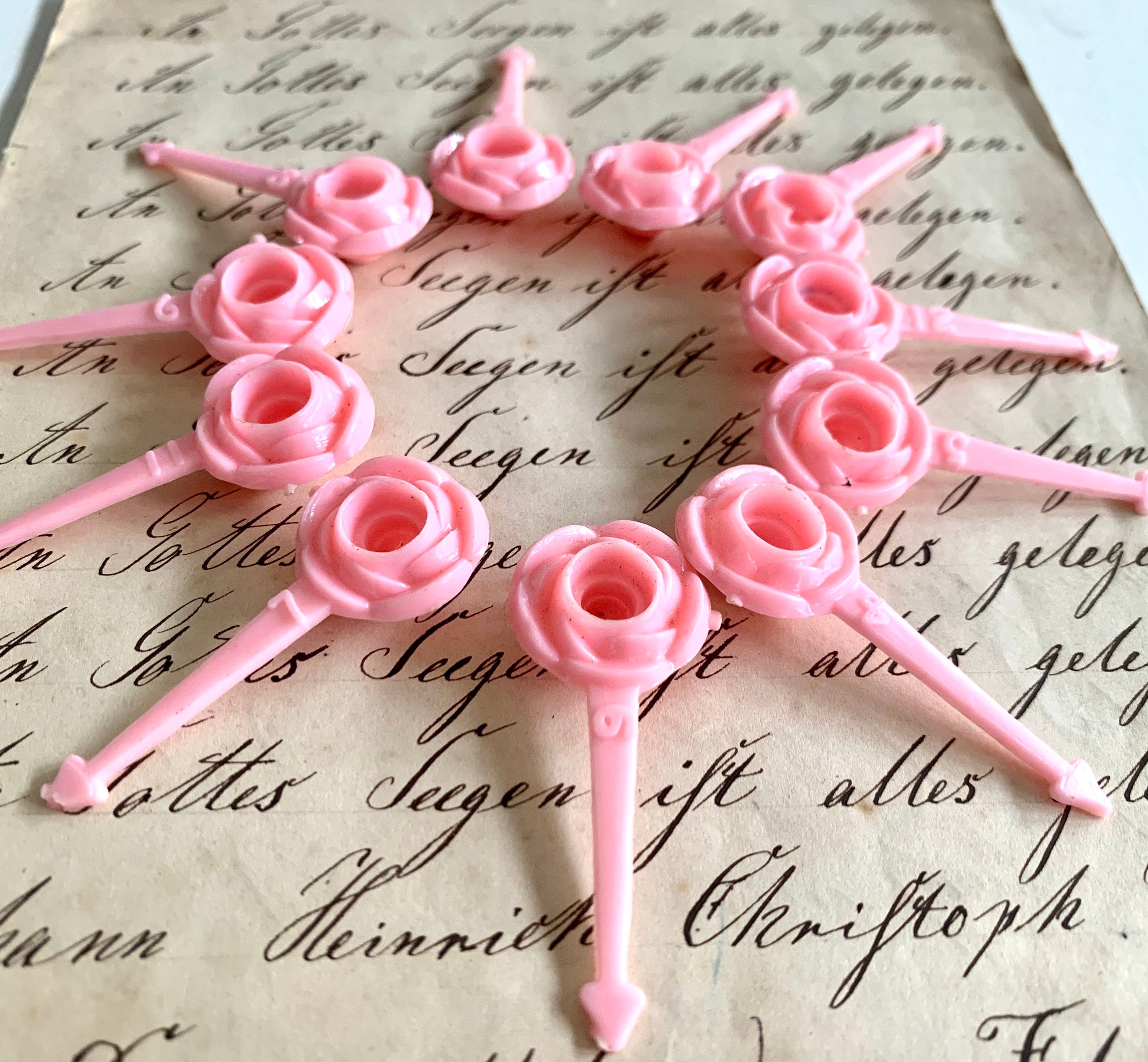 Vintage Pink Flower Candle Holders, Birthday Cake Toppers - Etsy