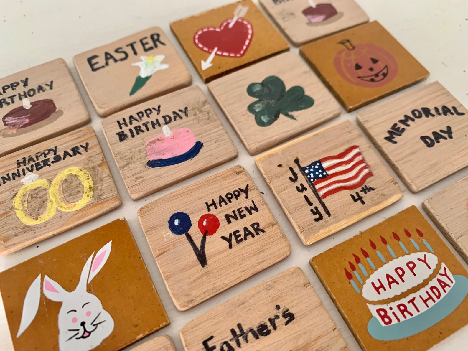 Hand Painted Calendar Event Wood Tiles Etsy