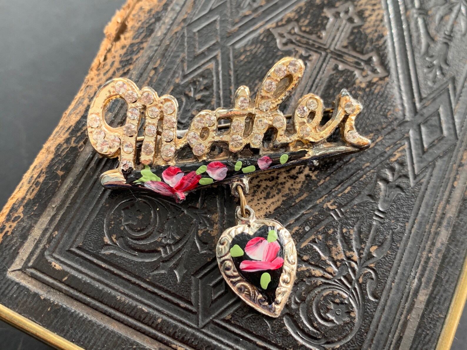 Mother Vintage Rhinestone Pin Etsy