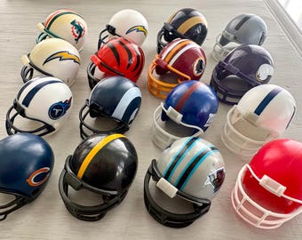 Vintage Mini NFL Football Helmets Set of 12 – Classic Gumball/Bubblegum Style Pocket Helmets – Collectible Team Logos & Colors