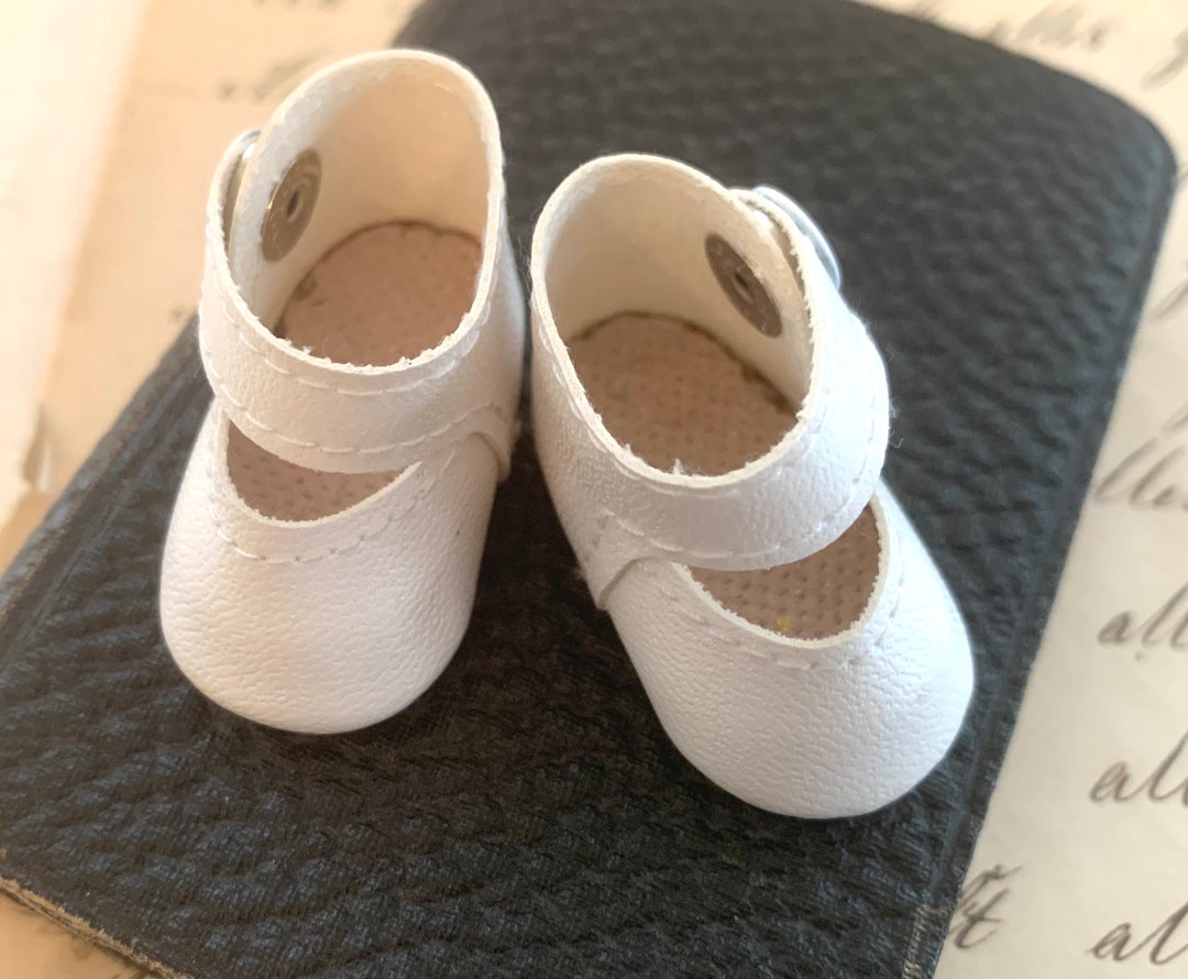 Vintage Doll Shoes Winter White Mary Janes Etsy