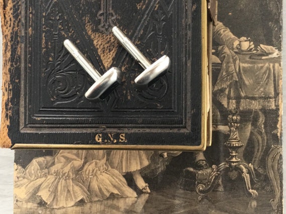 Vintage Cufflinks, Silverplate and Black Onyx - image 5