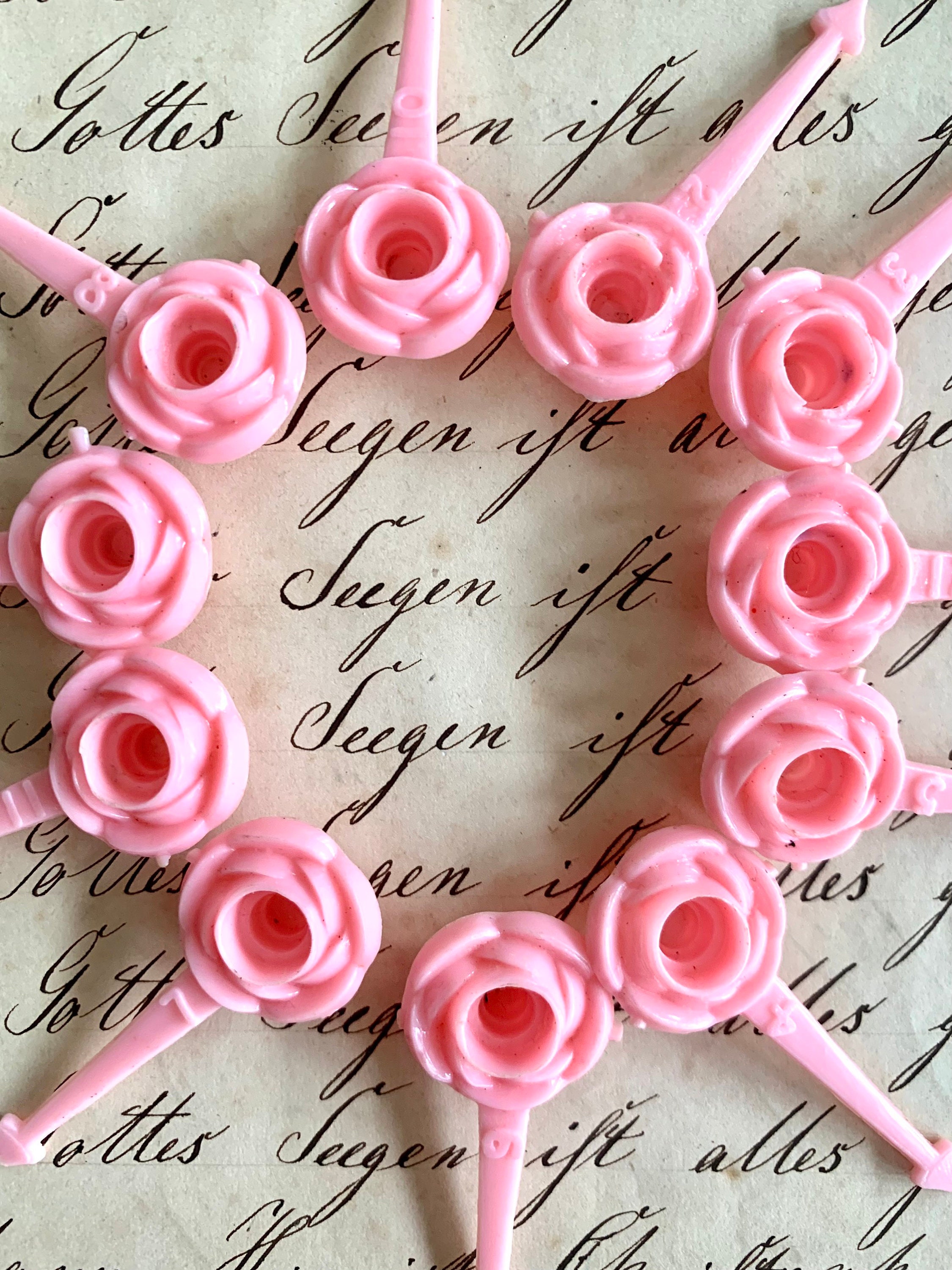 Vintage Pink Flower Candle Holders, Birthday Cake Toppers - Etsy