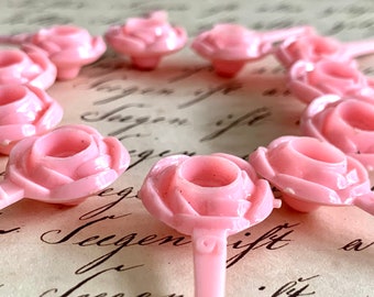 Vintage Pink Flower Candle Holders, Birthday Cake Toppers - Etsy