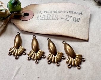 Accessoires de bijoux vintage en forme d'éventail en filigrane, lot de 4
