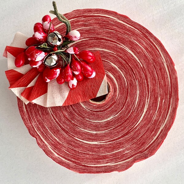 6 Yards Vintage Candy Cane Stripe Crepe Paper Spools