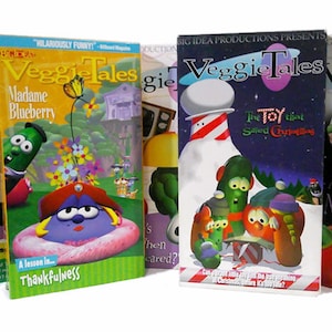 Vintage Veggie Tales VHS Video Tapes Lot Of 10 Religious Childrens Cartoons Animation  Christmas Madame Blueberry Sing A Long Free Shipping