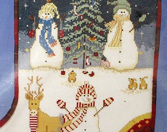 Counted Cross Stitch, Christmas Stocking Kit, Welcome To Winter Snowmen, Candamar Design, Country Prim Christmas Craft, Free Shipping