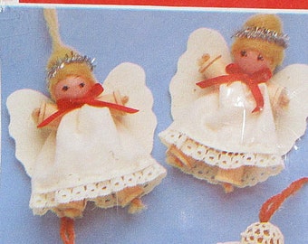 Vintage Mary Maxim SPOOL ANGELS Christmas Craft Kit NIP Makes Six Holiday Ornaments Decorations Needlework Gifts Kids Craft Free Shipping