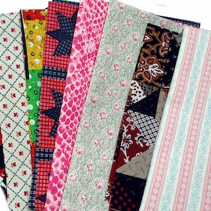 Fabric FAT QUARTER Bundle Variety Lot Of 8 Prints Florals Cottons Blends Sewing Stash Quilting Junk Journals Crafting Applique Free Shipping Bild 1