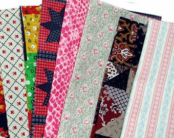 Fabric FAT QUARTER Bundle Variety Lot Of 8 Prints Florals Cottons Blends Sewing Stash Quilting Junk Journals Crafting Applique Free Shipping