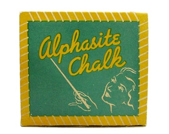 Vintage ALPHASITE CHALK 12 Sticks Triple Size Original Box Non Toxic Educational Teachers Home School Chalkboard Supply USA Free Shipping