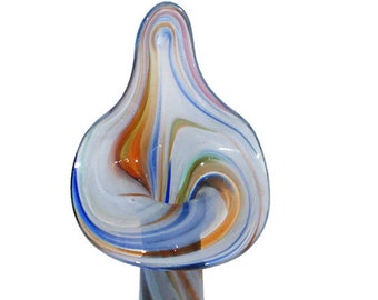 Vintage JACK In The PULPIT Art Glass Blue Orange Swirl 8 Inch Bud Vase Hand Blown Becraft Osarks Home Decor Accent Free Shipping
