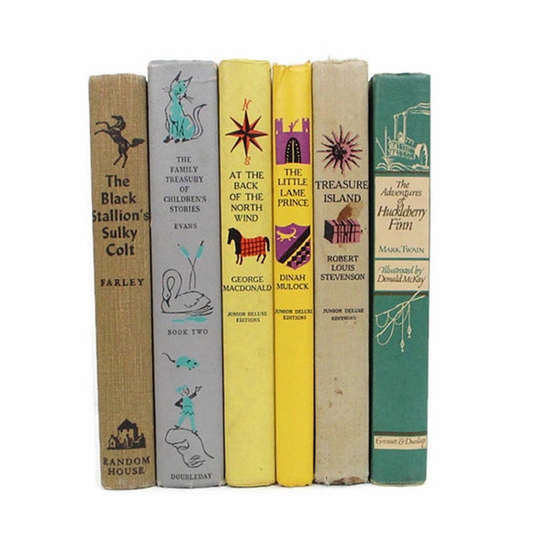 Vintage Childrens Books Lot 6 Hardcover Classics Legends Myths Folk Fairy Tales Fables Home Bookshelf Fiction Staging Decor Free Shipping
