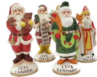 Vintage SANTA CLAUS Figurines Period Old World Historical Christmas Costumes Germany Canada Poland Italy Holiday Decor Bisque Free Shipping