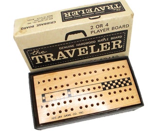 Vintage The Traveler Folding CRIBBAGE BOARD Hardwood Maple Are-Jay Game Co Made In USA Original Box Gift For Game Lover Dad Free Shipping